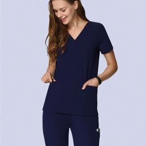 Mandala Navy Scrub Top